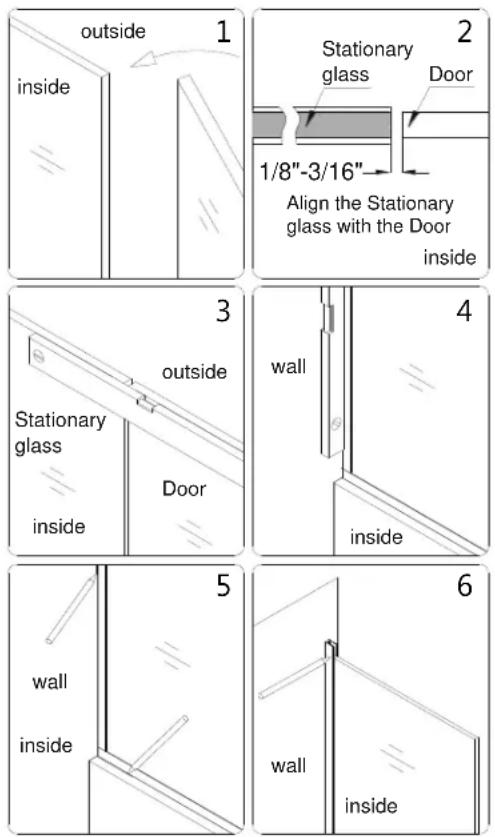 DreamLine Unidoor Plus SHDR-24283634-04 - 6"-34" In-Line Half Wall Stationary Panel Installation - 8
