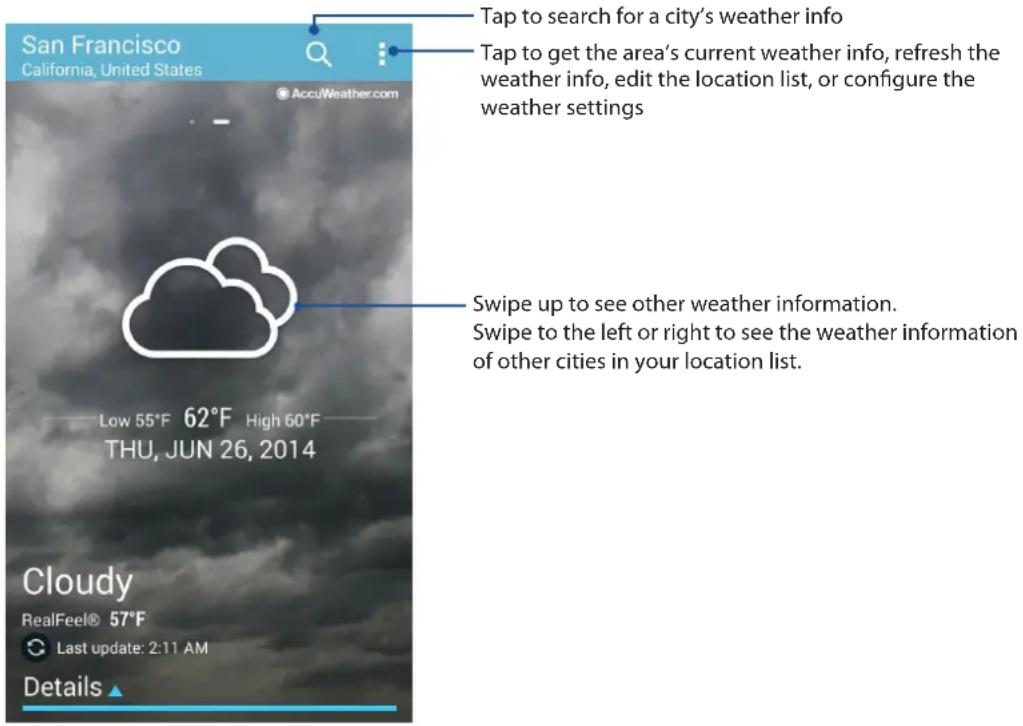 ASUS A502CG - Weather home screen - 1