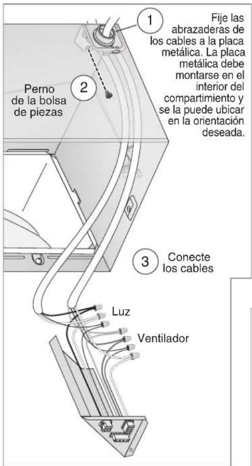 BROAN ZB110L1 - Instale la placa metálica, conecte los cables y reinstale el panel de cableado - 1