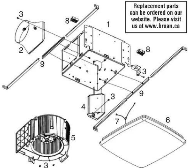 BROAN QTXE150C - SERVICE PARTS - 1