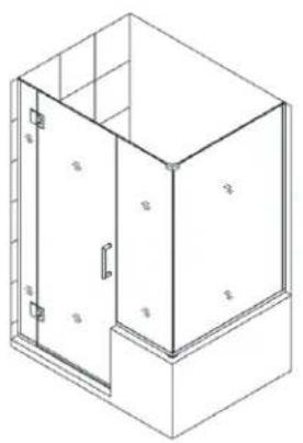 DreamLine Unidoor Plus SHEN-2428303436-04 - ADDITIONAL MODEL CONFIGURATIONS for UNIDOOR- X GLASS-TO-GLASS HINGE - 1
