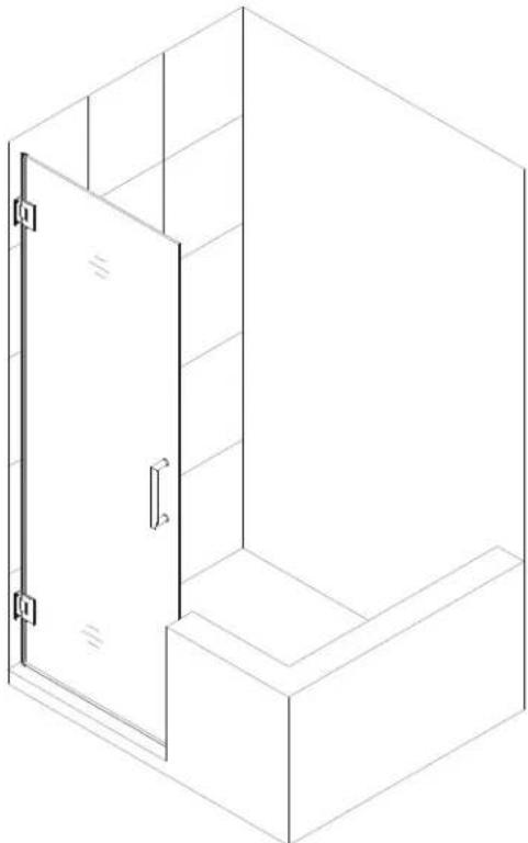 DreamLine Unidoor Plus SHEN-2428303436-04 - Style "J": In-Line Half Wall Panel with 30"-34" Return Panel Installation - 1