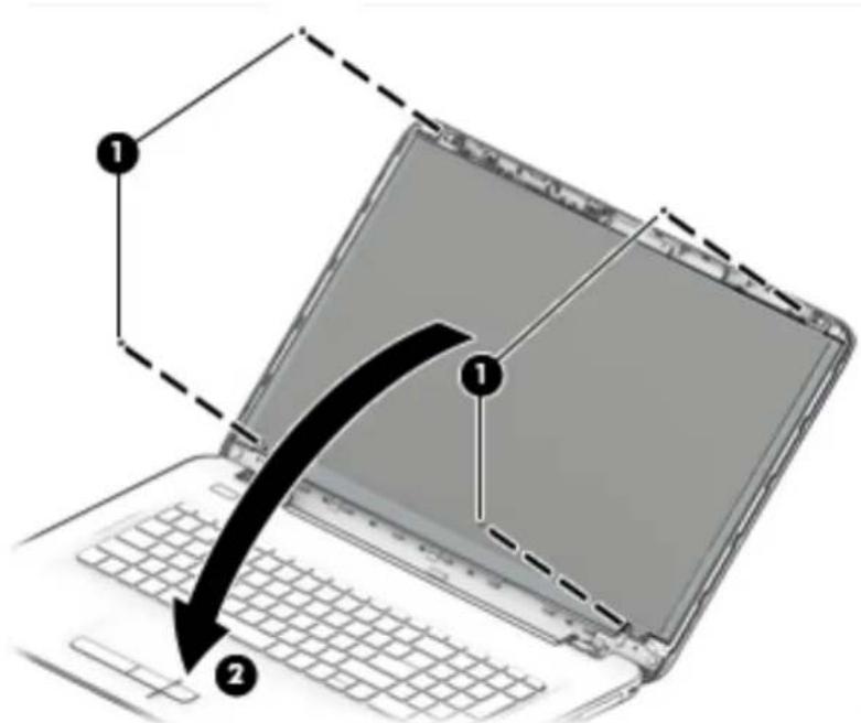 HP 17-y000 - Display subcomponents (bezel, webcam, panel) - 3