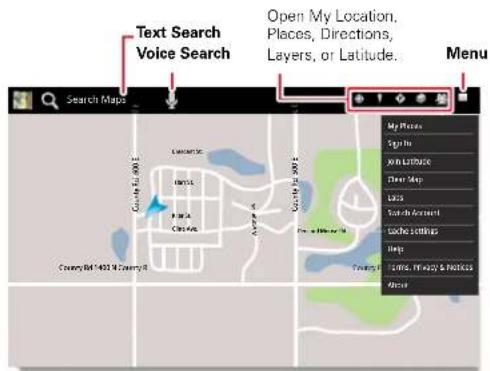 MOTOROLA DROID XYBOARD 8.2 - Find it: ☐ Apps > 📄 Maps - 1