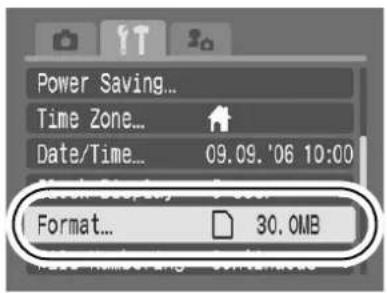CANON IXUS 900 Ti - (Set up) Menu▶[Format]. - 1