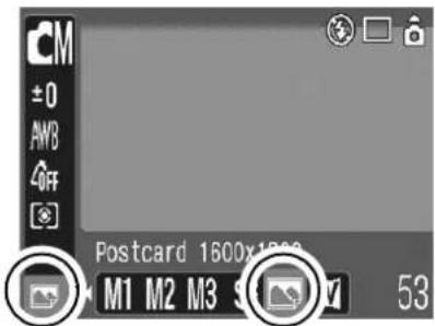 CANON IXUS 900 Ti - FUNC. Menu ▶ L \* (Recording Pixels) ▶ (Post Card). - 1