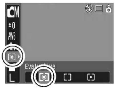 CANON IXUS 900 Ti - FUNC. Menu ▶ 📷 \* (Evaluative). - 1