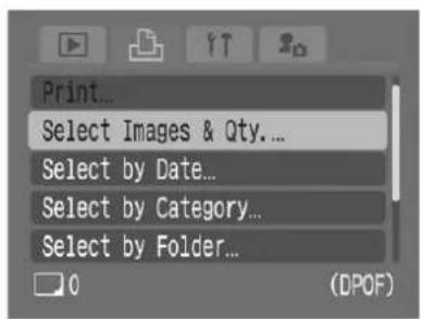 CANON IXUS 900 Ti - Set the mode dial to ▶ ( playback) ▶ (Print) Menu ▶ Select a menu item ▶ FUNC. SET . - 1