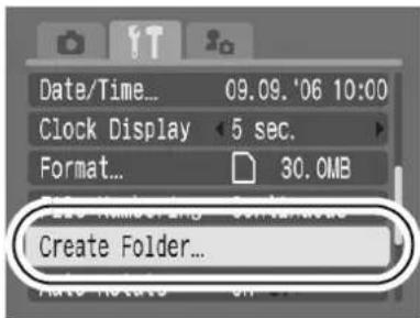 CANON IXUS 900 Ti - (Set up) Menu ▶ [Create Folder]. - 1