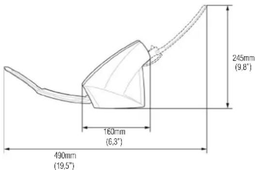 245mm (9.8°) 160mm (6,3°) 490mm (19,5°)