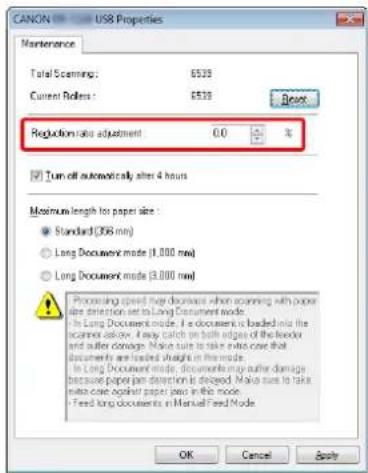 CANON DR-C130 - [Reduction ratio adjustment] [Azaltma Oranı Ayarı] değerini değiştirin. - 1