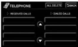 TELEPHONE ALL DELETE BACK - RECEIVED CALLS - DIALED CALLS
