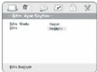 Şifre Ayar Sayfası Şifre Modu Kapal Şifre Doğlışir Şifru Doğlışir
