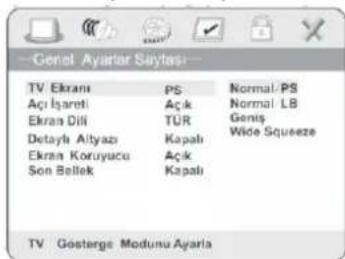 General Ayarlar Saytas TV Ekranı PS Normal PS Açı İşareti Açık Normal LB Ekran Dili TUR Geniş Detaylı Altyazı Kapalı Wide Squeeze Ekran Koruyacı Açık Son Bellek Kapalı TV Gosterge Modunu Ayarla