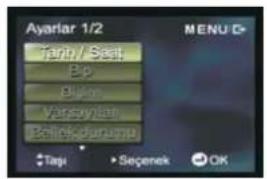 Ayarlar 1/2 Turn/ Seat, Bip Bipm Varsylate Belick Durum MENU Tagi Seçenek OK