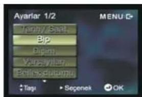 Ayarlar 1/2 Jenny Seat... Bip Dipin... Vansylar... Betrispura MENU Tags Sepenek OK