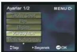 Ayarlar 1/2 Tapir / Sait Bip Bigim Versaylan Bellek.papurmi MENU D + Tagi • Sepenek OK
