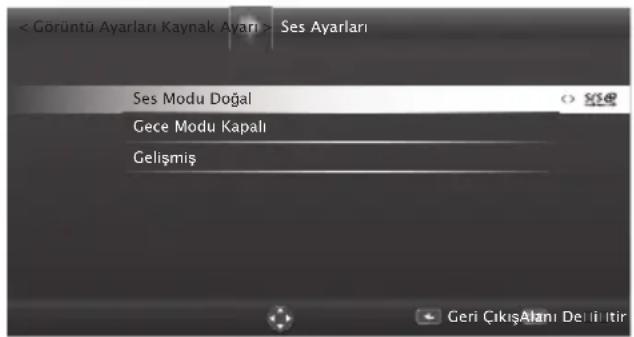 Ses Ayarları Ses Modu Doğal Gece Modu Kapalı Gelişmiş Geri ÇıkışAları Dell İtir