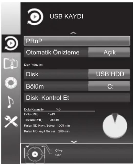 Arçelik A46-LEG-3B - USB Kayıt ayarları - 1