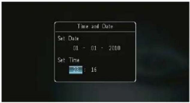 Time and Date Set Date 01 - 01 - 2010 Set Time 23 : 16
