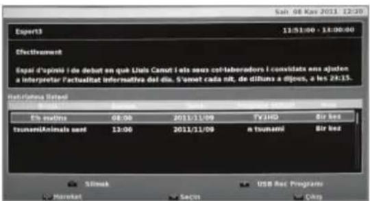 SHARP LC-40LE730EVNET - ⑤"Hatırlatma listesi" işlevi - 1