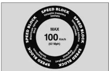 SPEED BLOCK Maximum speed (km/h) SPEED BLOCK Velocity maxima (m/s/ha) SPEED BLOCK Velocity maxima (m/s/ha) SPEED BLOCK Maximum speed (km/h) SPEED BLOCK Maximum speed (m/s/ha) MAX 100 Km/h (62 Mph)