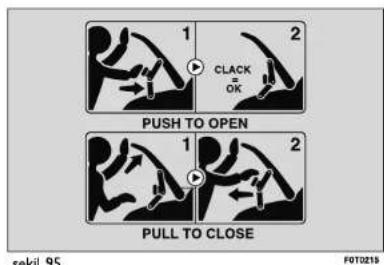 1 2 CLACK OK PUSH TO OPEN 1 2 PULL TO CLOSE sekil 95 F0T021S