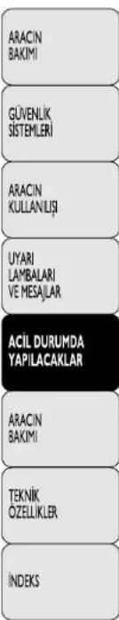 ARACIN BAKIMI GÜVENLİK SİTEMLERİ ARACIN KULLANLIŞI UYARI LAMBALARİ VE MESAJLAR ACİL DURUMDA YAPILACAKLAR ARACIN BAKIMI TEKNİK ÖZELLİKLER INDEKS