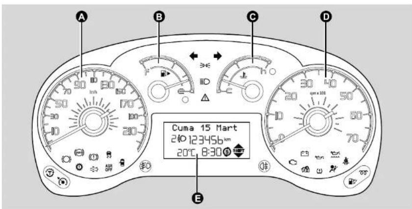 A B C D 90 10 80 70 50 170 30 100 200 20°C 8:30 Cum 15 Mart 240 123456 km 20°C 8:30 E