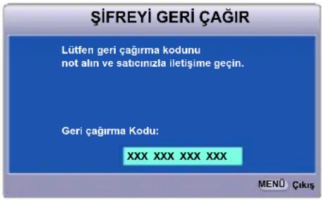 HITACHI CP-DX250 - Şifre geri çağırma prosedürüne giriş - 1
