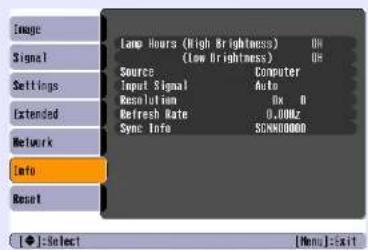 EPSON EMP-1715 - Bilgiler Menüsü (Yalnızca Ekran) - 1