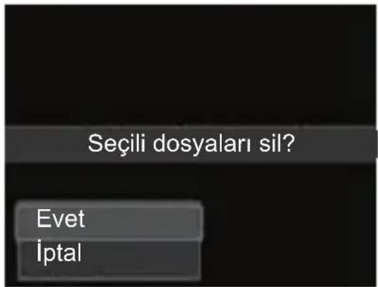 Seçili dosyaları sil? Evet İptal