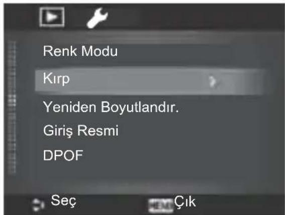 Renk Modu Kırp Yeniden Boyutlandır. Giriş Resmi DPOF Seç Çık