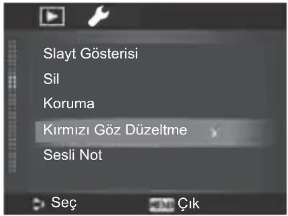 Slayt Gösterisi Sil Koruma Kırmızı Göz Düzeltme Sesli Not Seç Çık