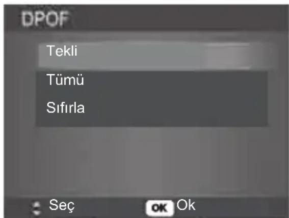 DPOF Tekli Tümü Sifirla Seç OK Ok
