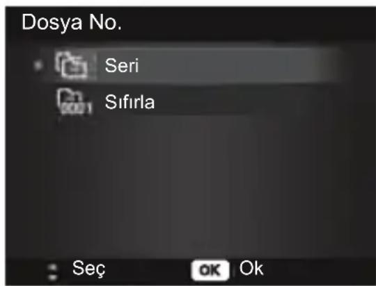 Dosya No. Seri Sifirla Seç OK Ok