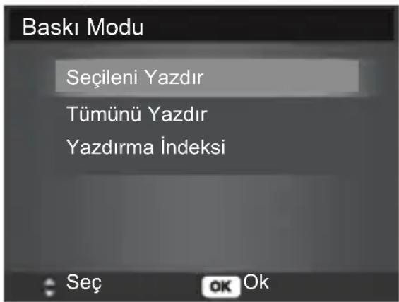 Baskı Modu Seçileni Yazdır Tümünü Yazdır Yazdırma İndeksi Seç OK Ok
