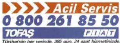 Acil Servis 0 800 261 85 50 TOFAS FIAT Türkiye'nin her yerinde, 365 gün, 24 saat hizmetinizde.
