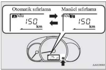 Otomatik sıfırlama Modu 150 km Manüel sıfırlama Modu 150 km AA0108803