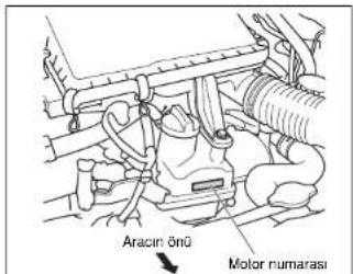 Aracin önlü Motor numarası