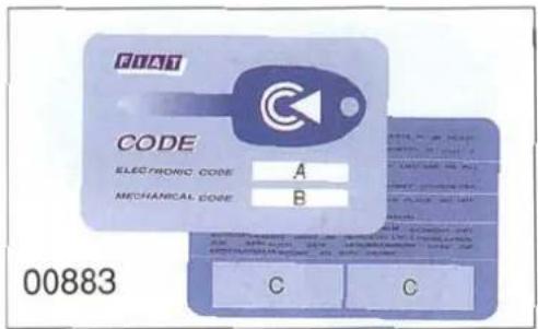 COAT CODE ELECTRONIC CODE A MECHANICAL CODE B 00883 C C