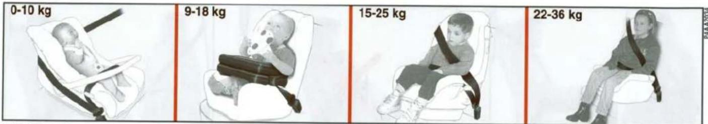 0-10 kg 9-18 kg 15-25 kg 22-36 kg