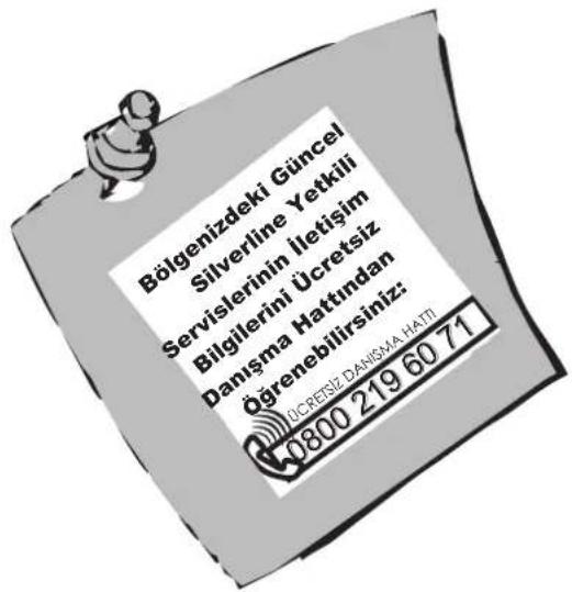 Bölgenizdeki Güncel Silverline Yetkili Servislerinin İletişim Bilgilerini Ücretsiz Danışma Hattından Öğrenebilirsiniz: ÜCRISZ DANŞMA HATI 0800 219 60 71