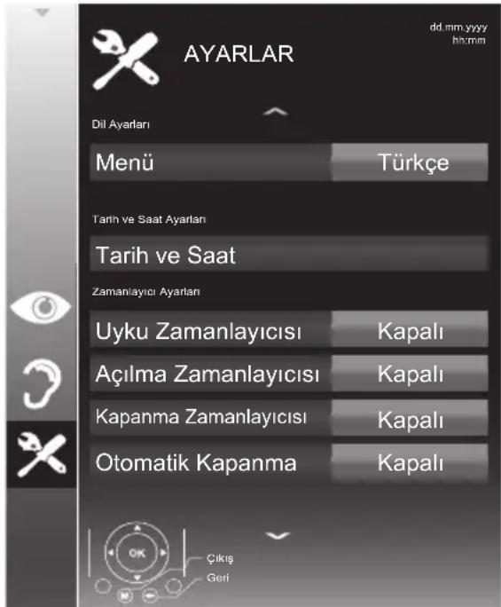 Arçelik A40L 4531 0B - AYARLAR menüsünü açma - 1