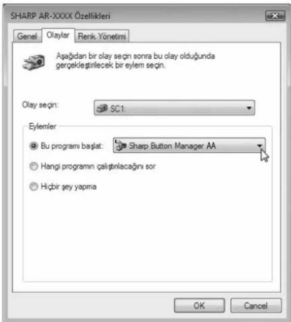 SHARP AR-6023N - "Bu programı başlat" seçin ve sonra da açılır menüden "Sharp Düğme Yönetici AC". - 1
