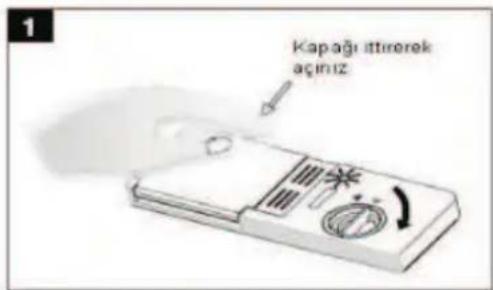 Kapağı ittirerek açınız