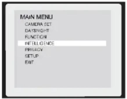MAIN MENU CAMERA SET DAY&NIGHT FUNCTION INTELLIGENCE PRIVACY SETUP EXIT