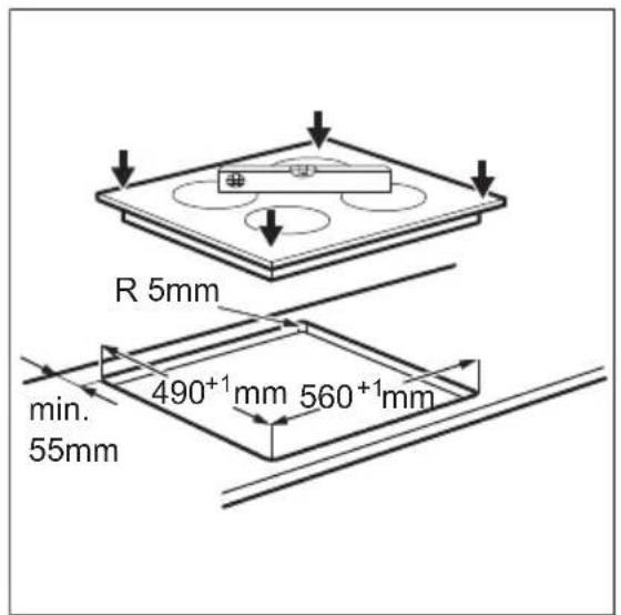 R 5mm min. 55mm 490+1mm 560+1mm