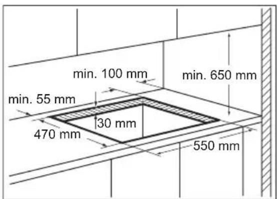 min. 100 mm min. 650 mm min. 55 mm 470 mm 30 mm 550 mm