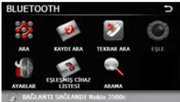 BLUETOOTH ARA KAYDI ARA TEKRAR ARA EŞLE AYARLAR EŞLEŞMİŞ CİHAZ LISTESİ ARAMA BAĞLANTI SAGLANDI Nokia 3500c